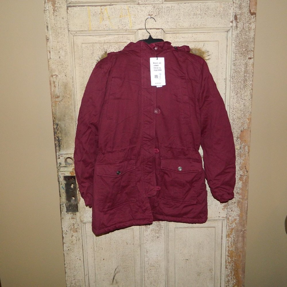 Uoiuxc Winter Coat Warm Puffer Thicken Parka Jacket with Fur Hood Size L (PP)